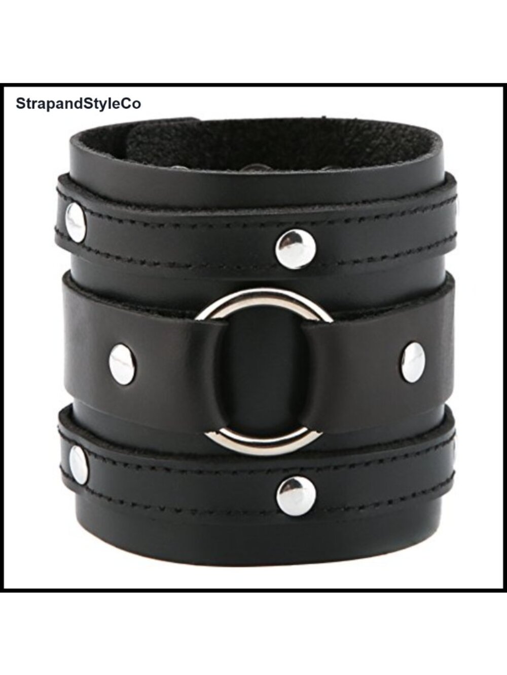 Punk Rock Wide Strap Faux Leather Cuff Biker Bracelet